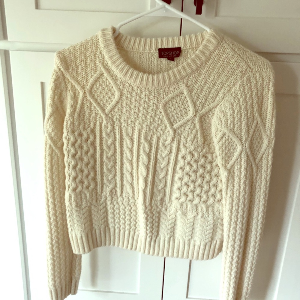 Topshop slightly cropped cable knit sweater